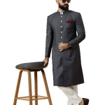 Classic Charcoal Grey Achkan for Men | Elegant Ethnic Wear | Jaipurio